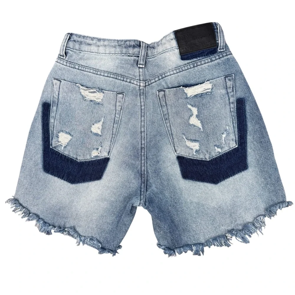 One Teaspoon Legends‎ Shorts 26 Distressed High Rise Raw Hem Jeans Mid Length